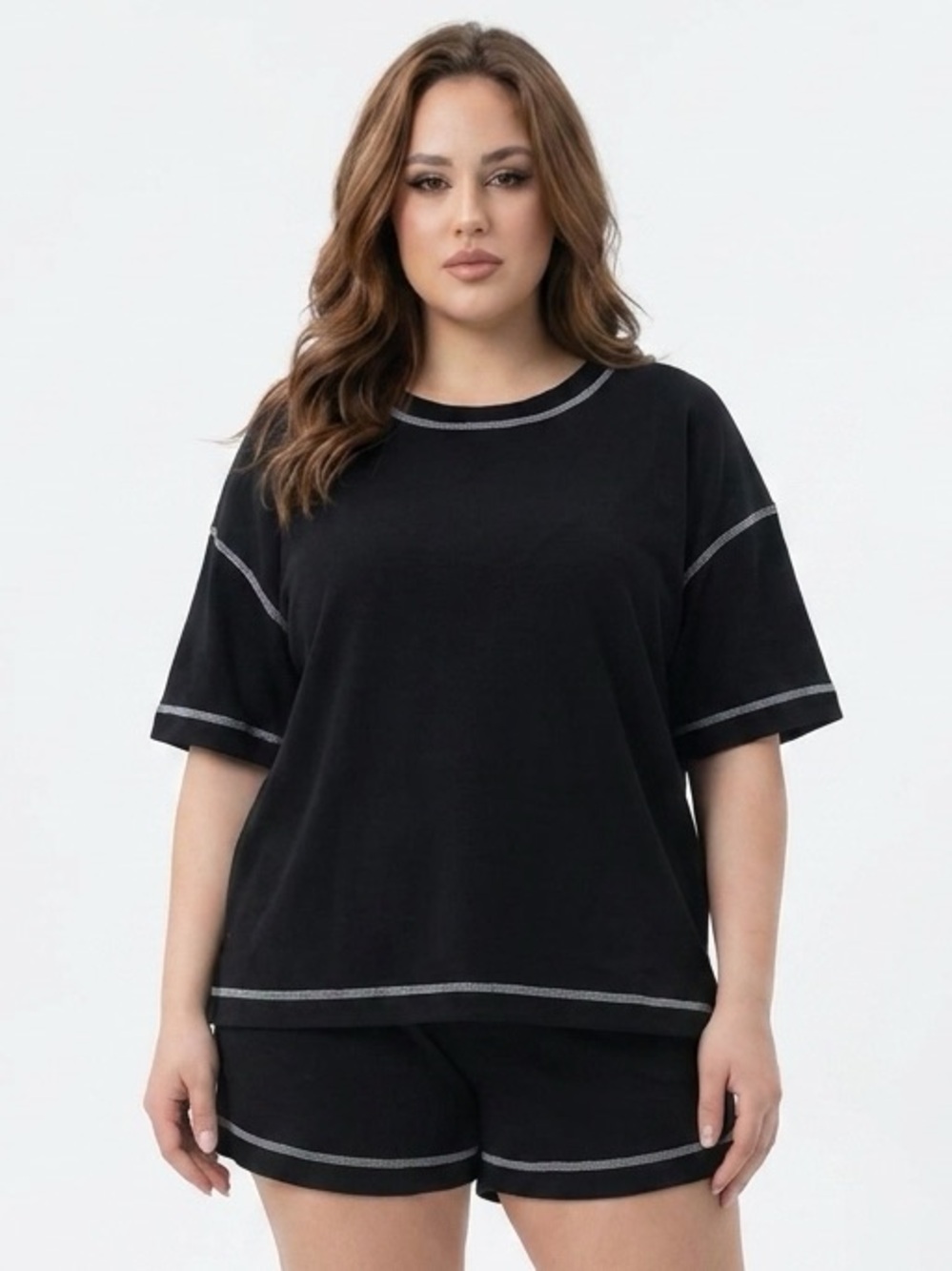 EKOUAER | Black Short Set with Contrast Stitching Women’s Size XX-Large
